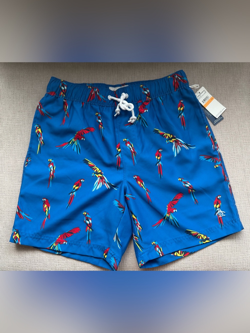NWT Penguin Royal Blue Parrot Print Swim Trunks